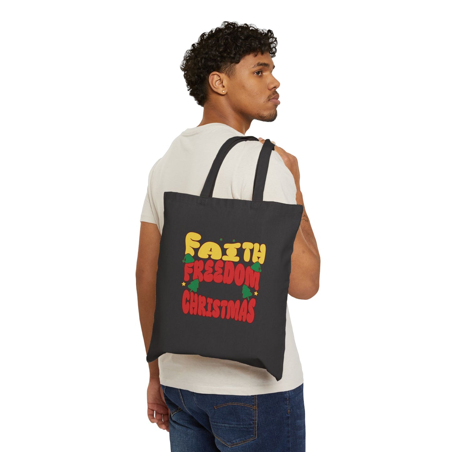 Faith Freedom Christmas Themed Tote Bag