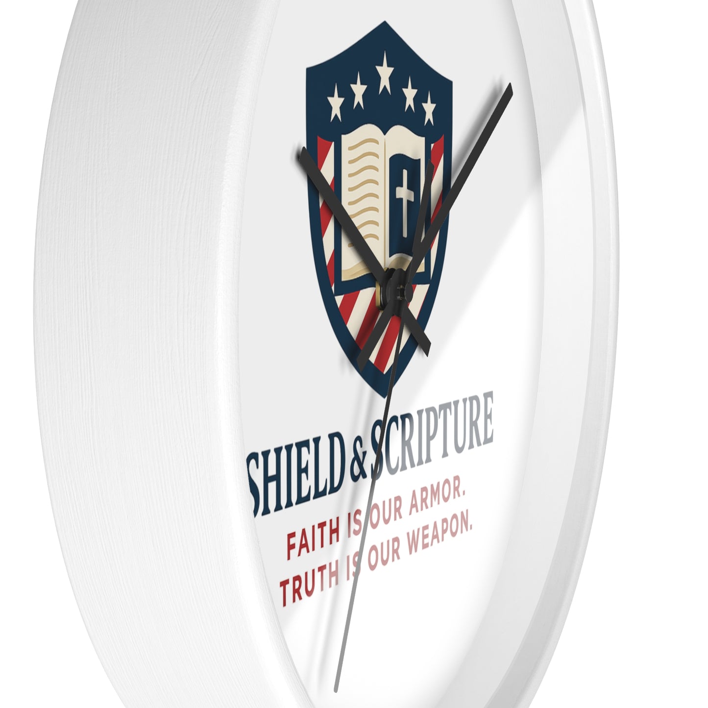 Shield & Scripture Wall Clock