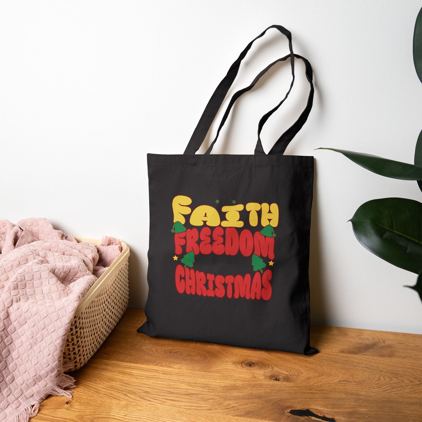 Faith Freedom Christmas Themed Tote Bag