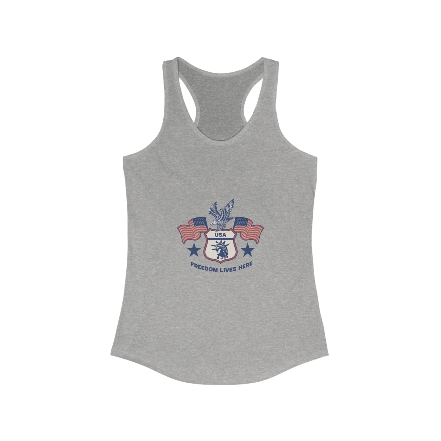 USA Freedom Lives Here Design Women's Racerback Tank