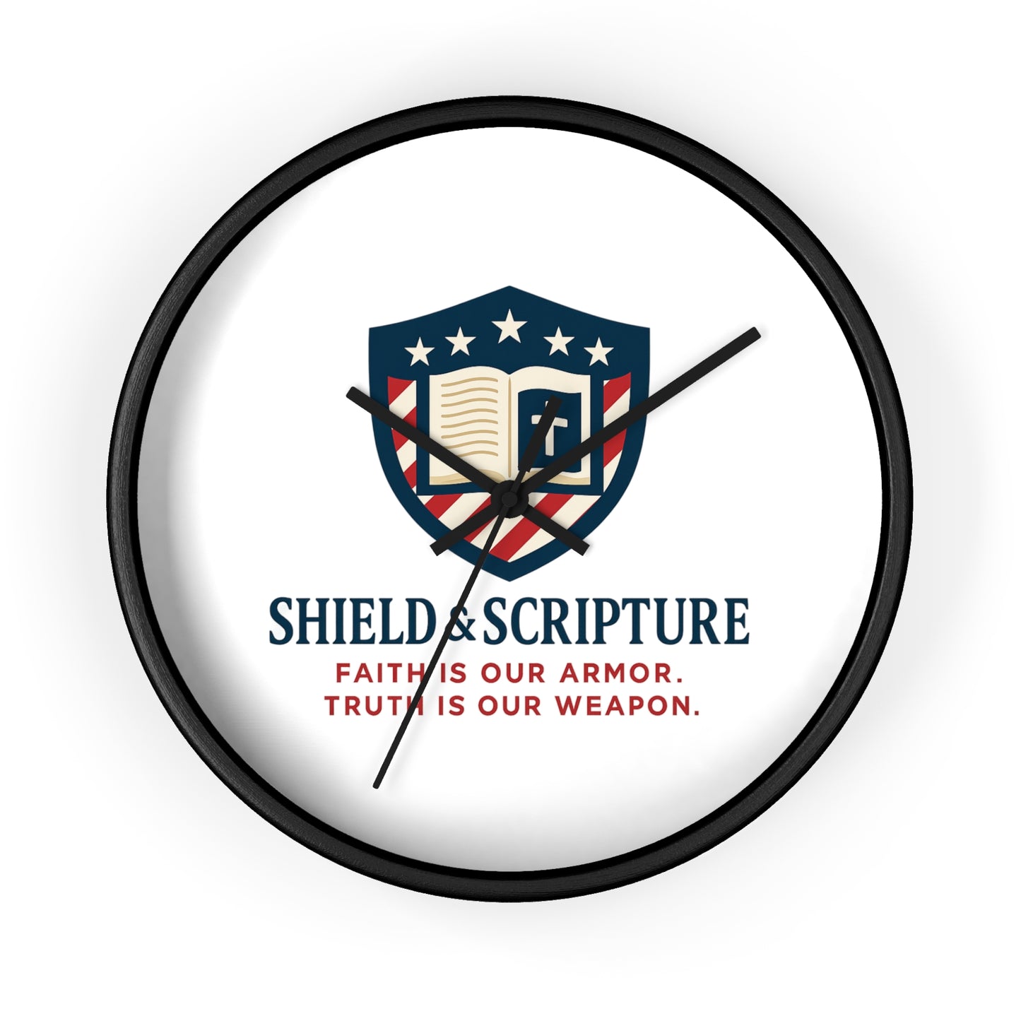 Shield & Scripture Wall Clock
