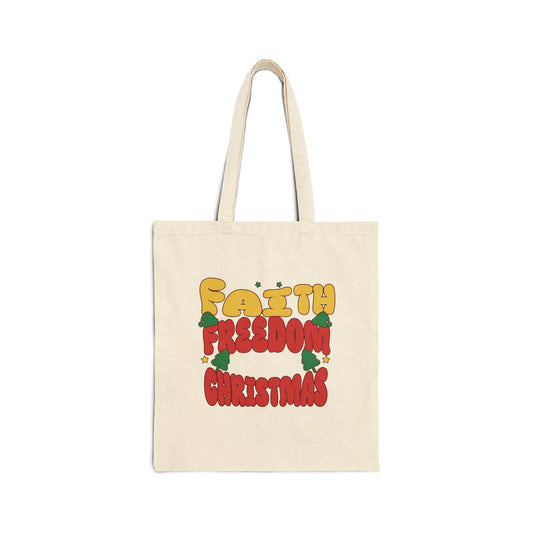 Faith Freedom Christmas Themed Tote Bag