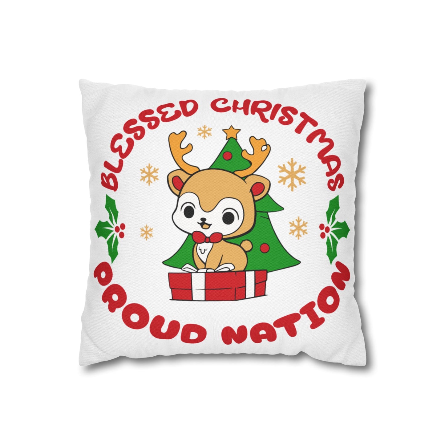 Blessed Christmas Proud Nation Throw Pillow Cover