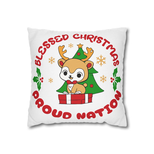 Blessed Christmas Proud Nation Throw Pillow Cover