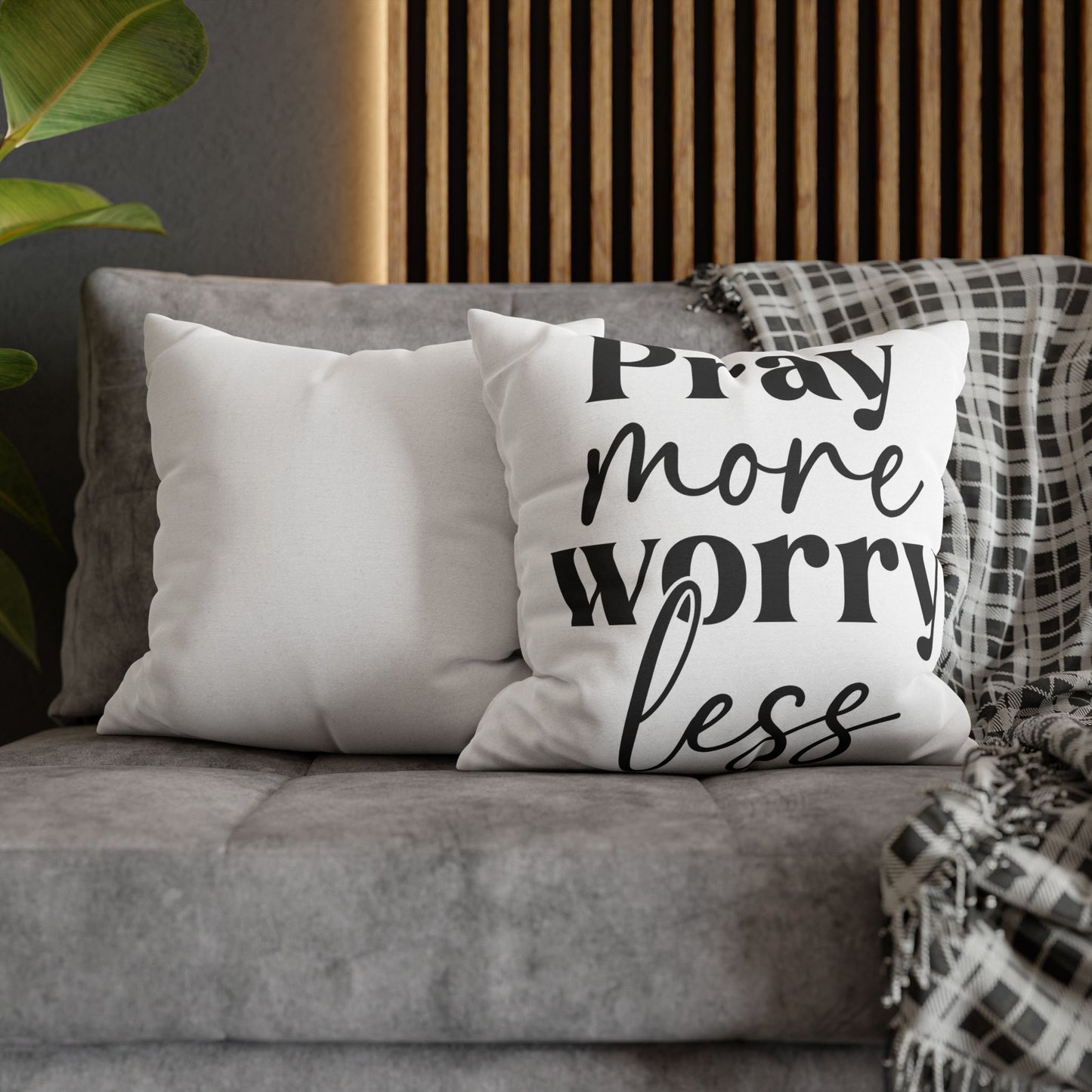 Pray More Worry Less Pillowcase – Christian Home Décor