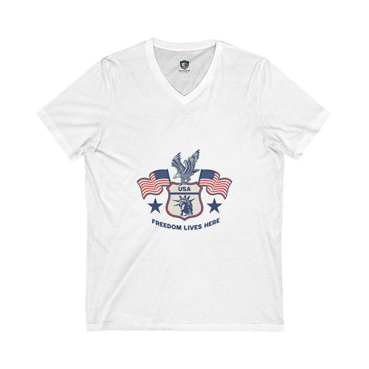 Freedom lives here Unisex V-Neck Tee