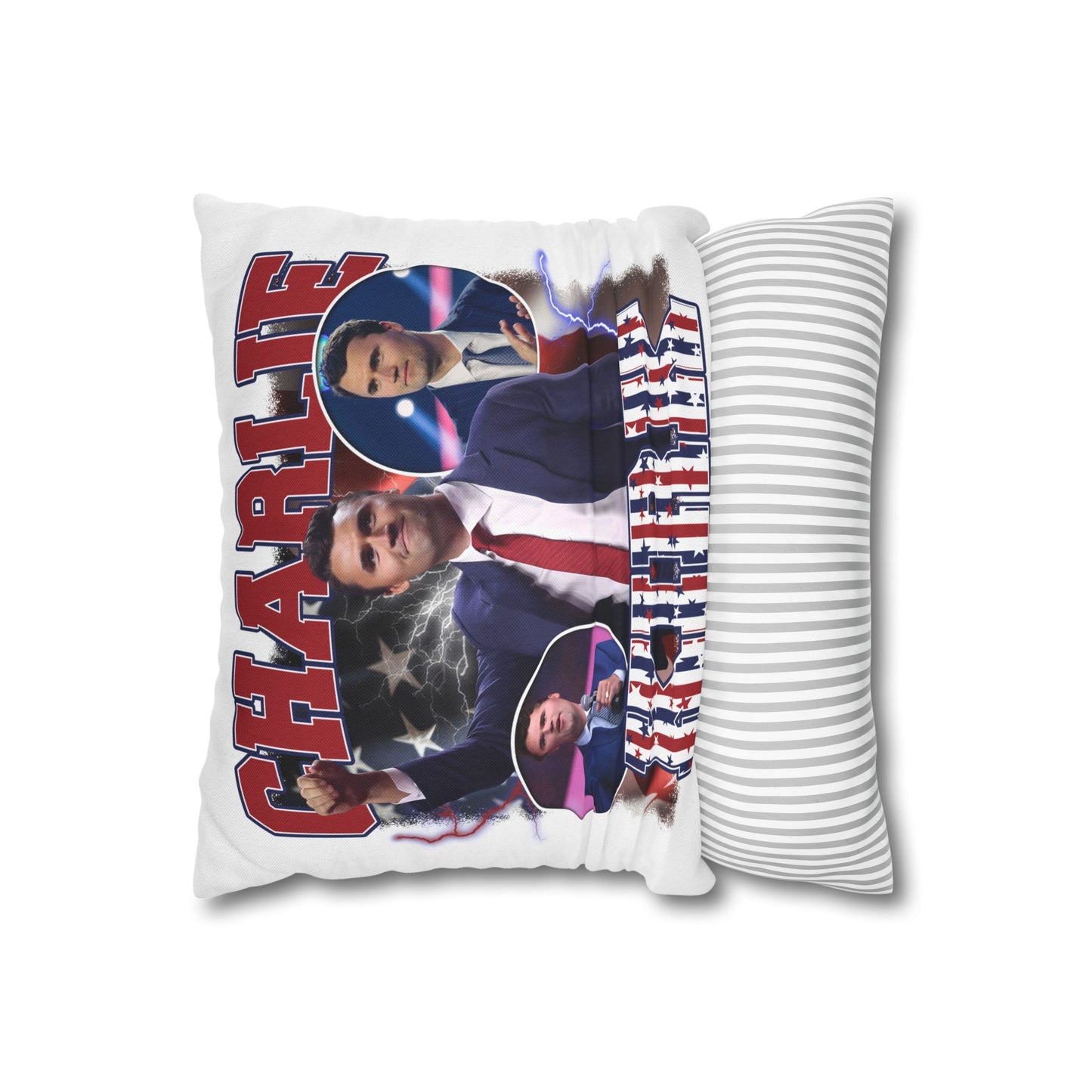 Patriotic Square Pillowcase featuring Charlie Kirk