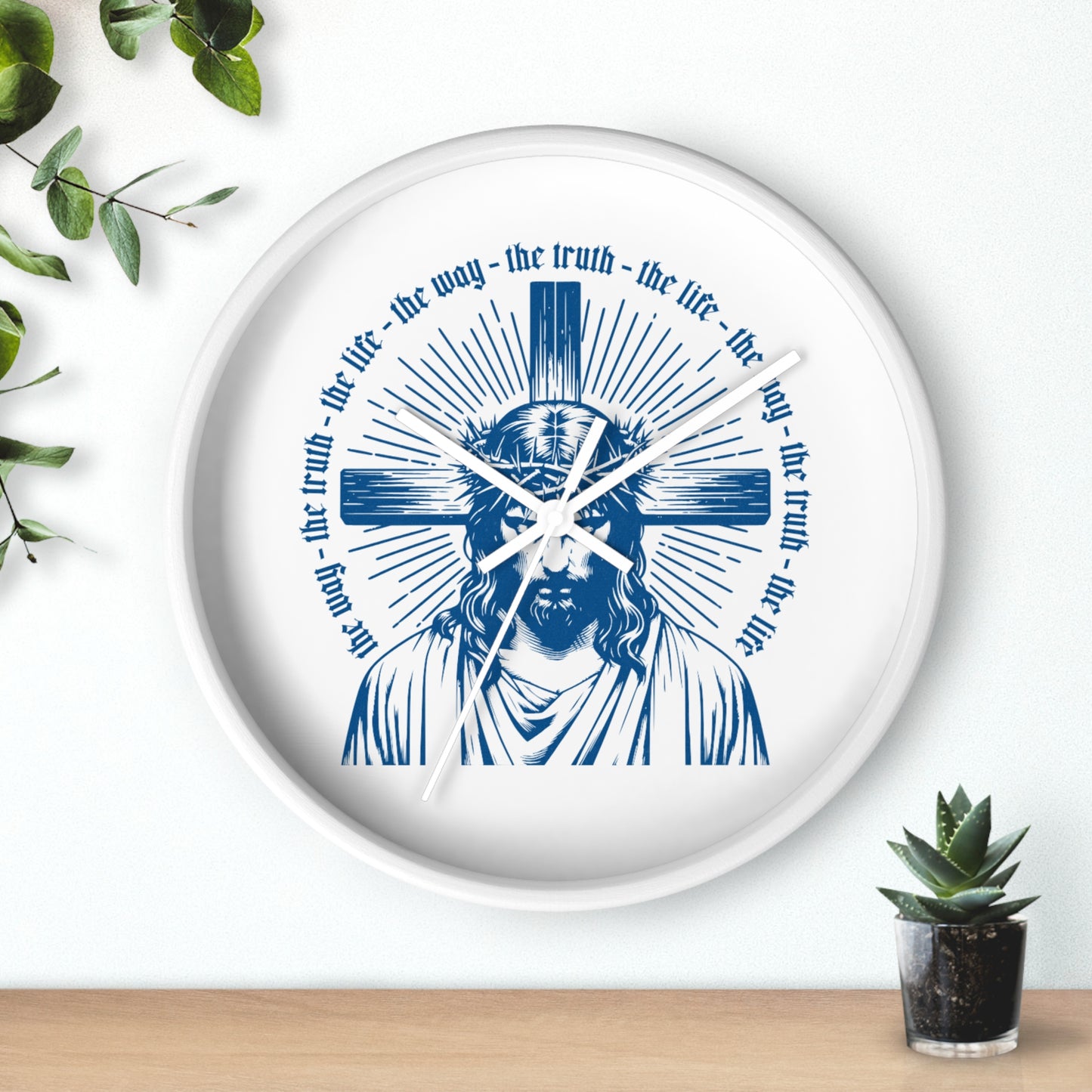 Christian Wall Clock – Jesus Christ with Cross & Scripture Design