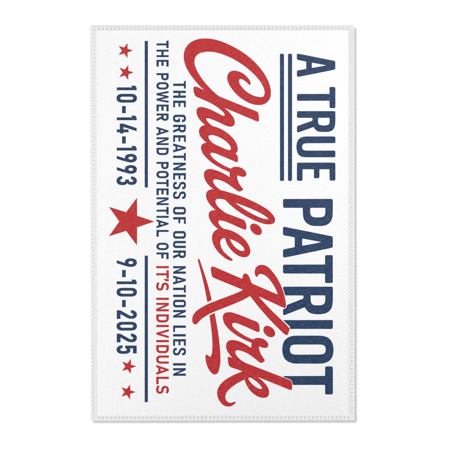 Patriotic Area Rug Charlie Kirk Themed, Inspirational Home Decor