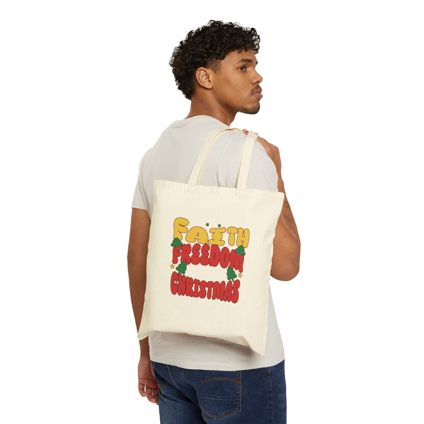 Faith Freedom Christmas Themed Tote Bag