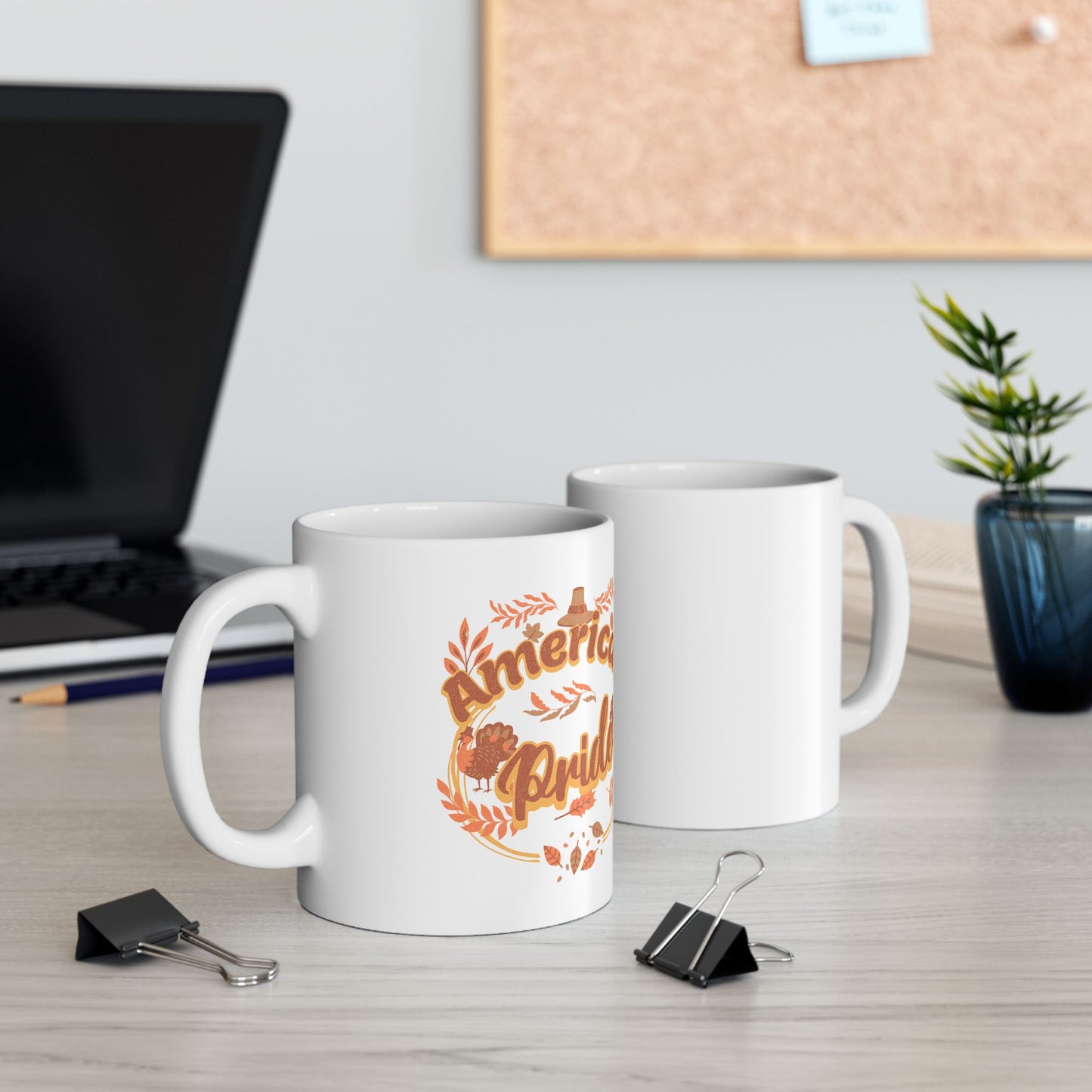 Thanksgiving Ceramic Mug, Holiday Coffee Cup, Autumn Themed