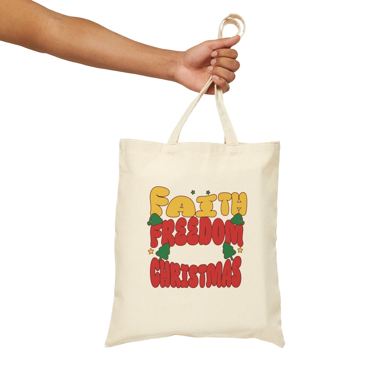 Faith Freedom Christmas Themed Tote Bag