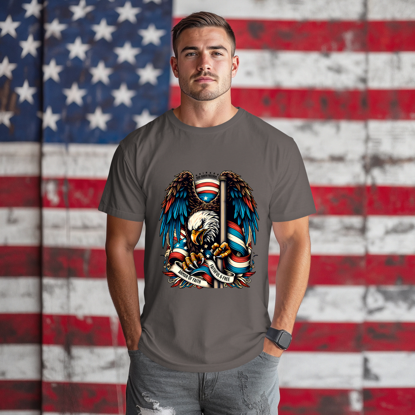 Patriotic Eagle Graphic Unisex T-Shirt
