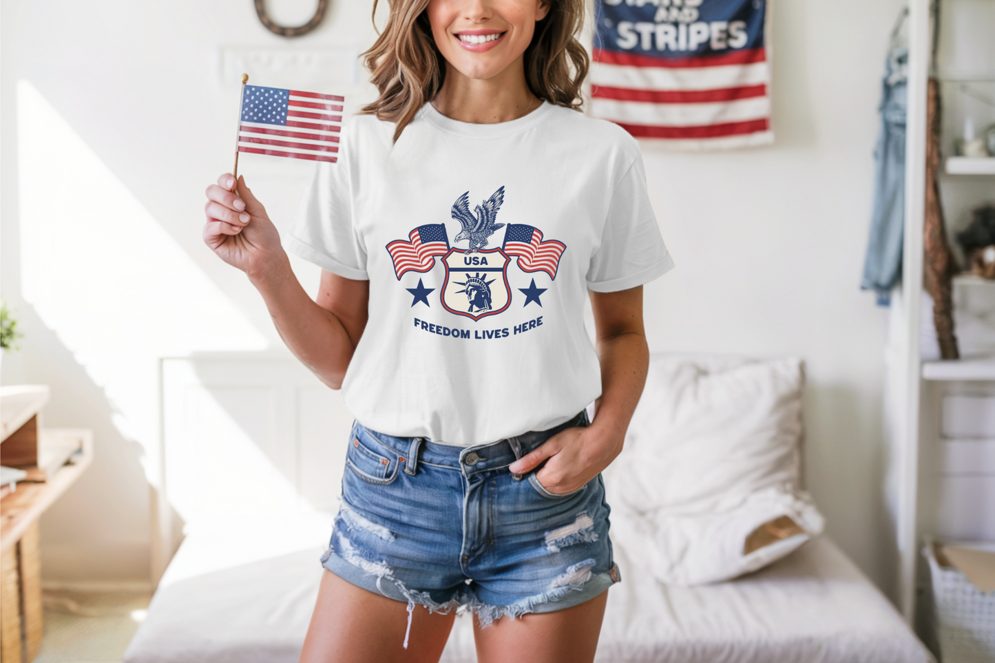 USA Freedom Lives Here Patriotic Unisex Shirt