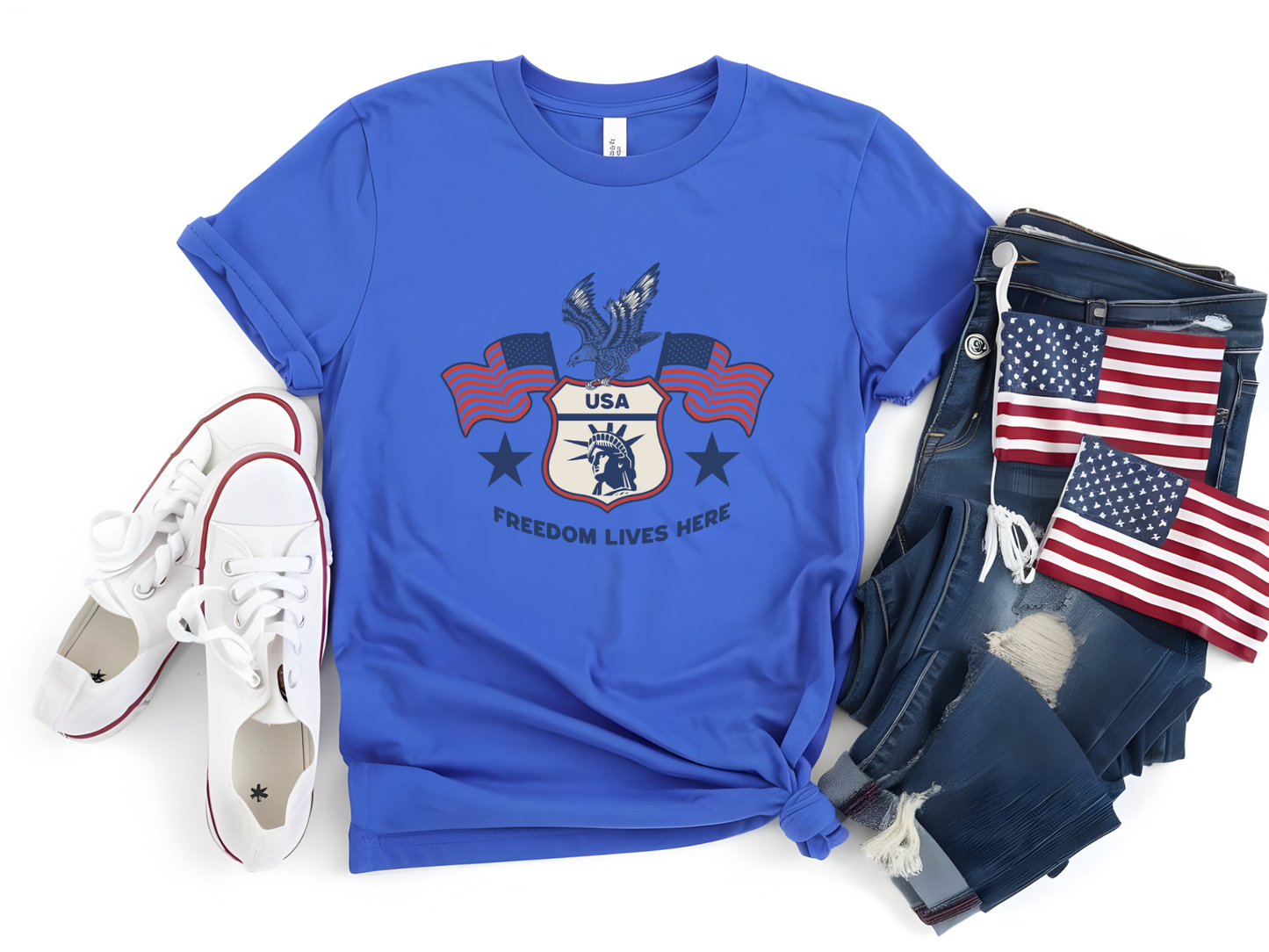 USA Freedom Lives Here Patriotic Unisex Shirt