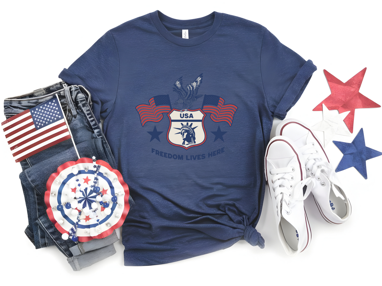 USA Freedom Lives Here Patriotic Unisex Shirt