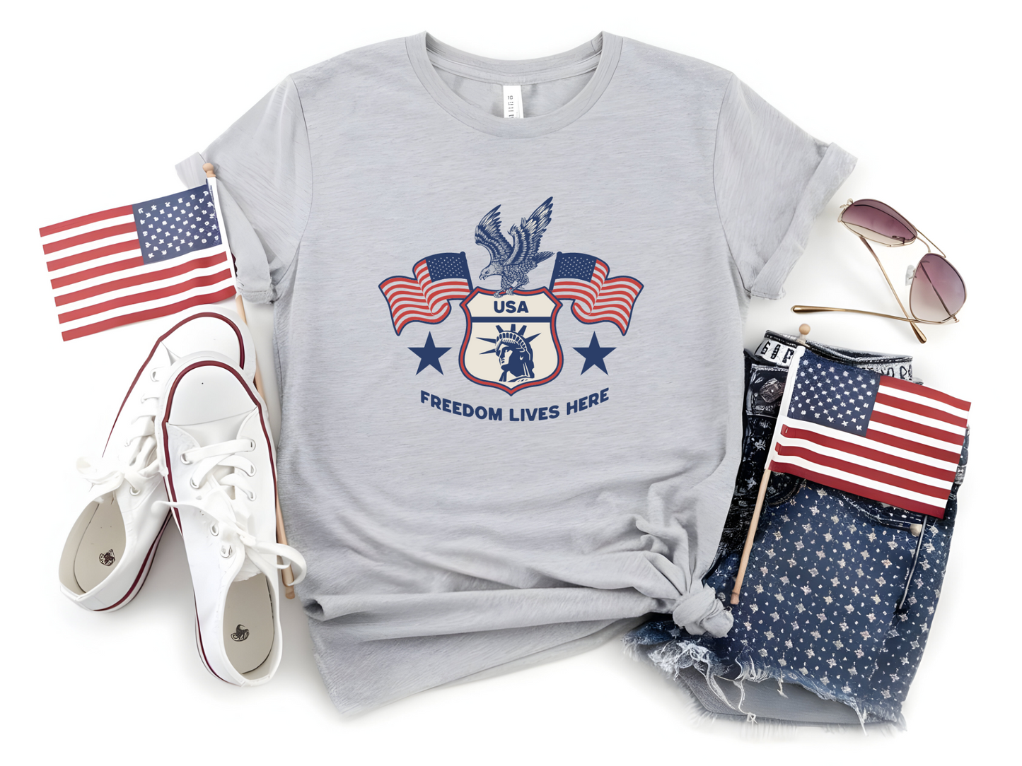 USA Freedom Lives Here Patriotic Unisex Shirt