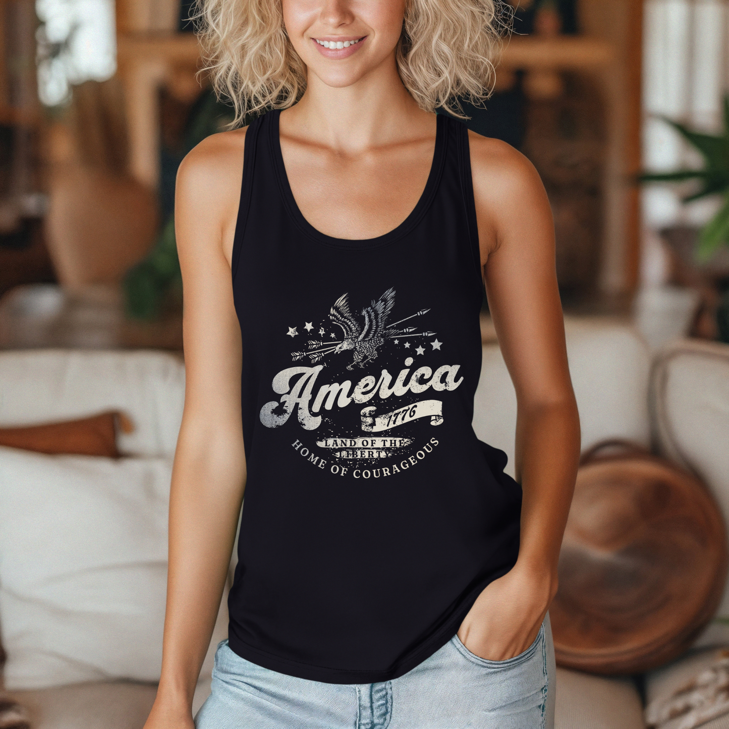 Patriotic America 1776 Women's Racerback Tank Top