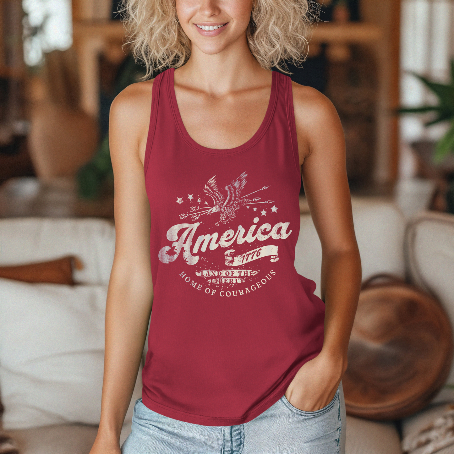 Patriotic America 1776 Women's Racerback Tank Top