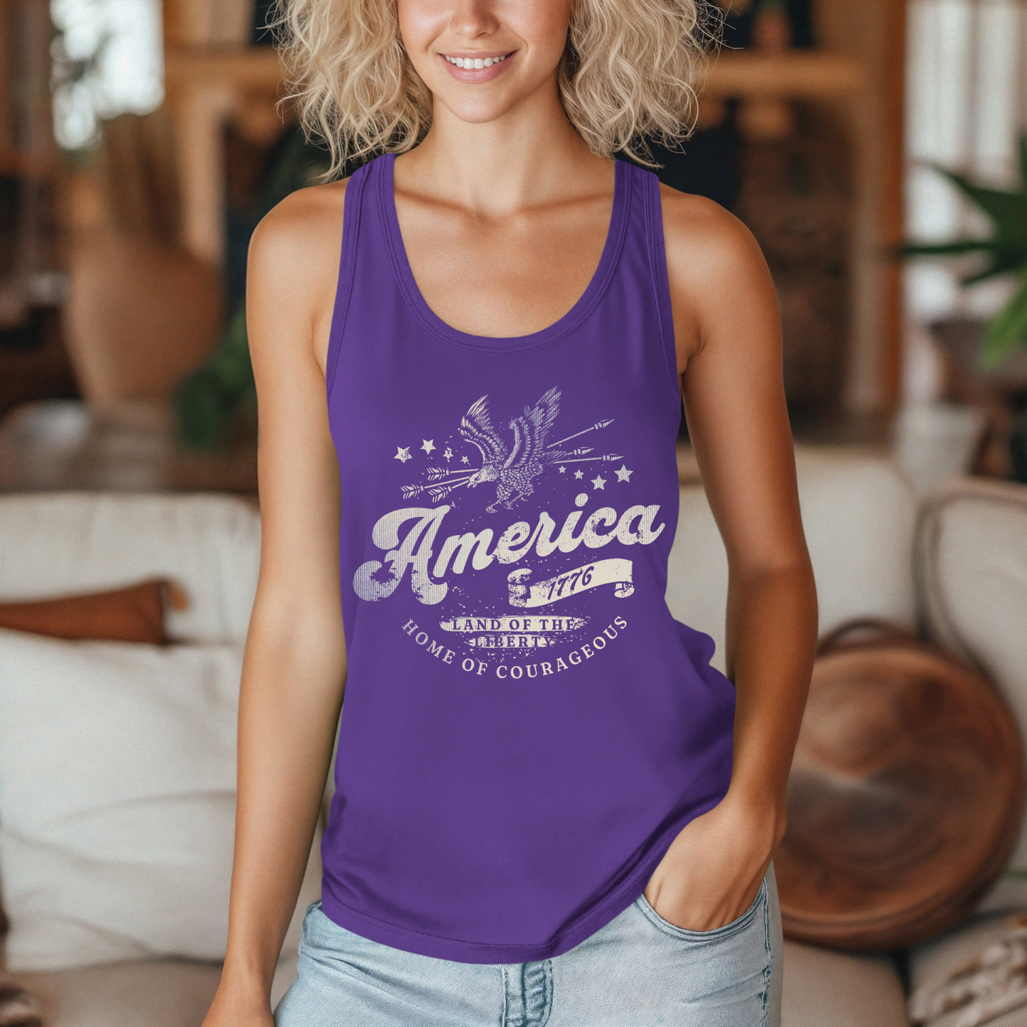 Patriotic America 1776 Women's Racerback Tank Top