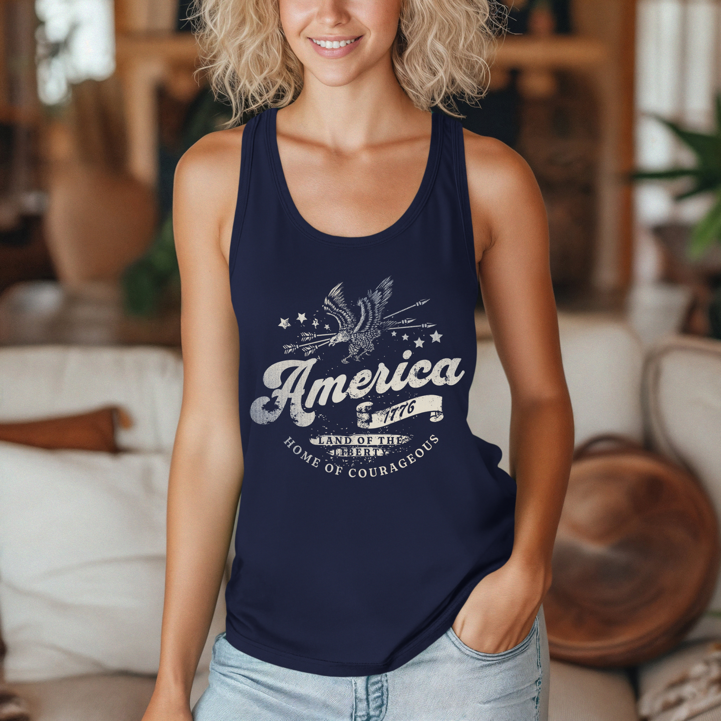 Patriotic America 1776 Women's Racerback Tank Top