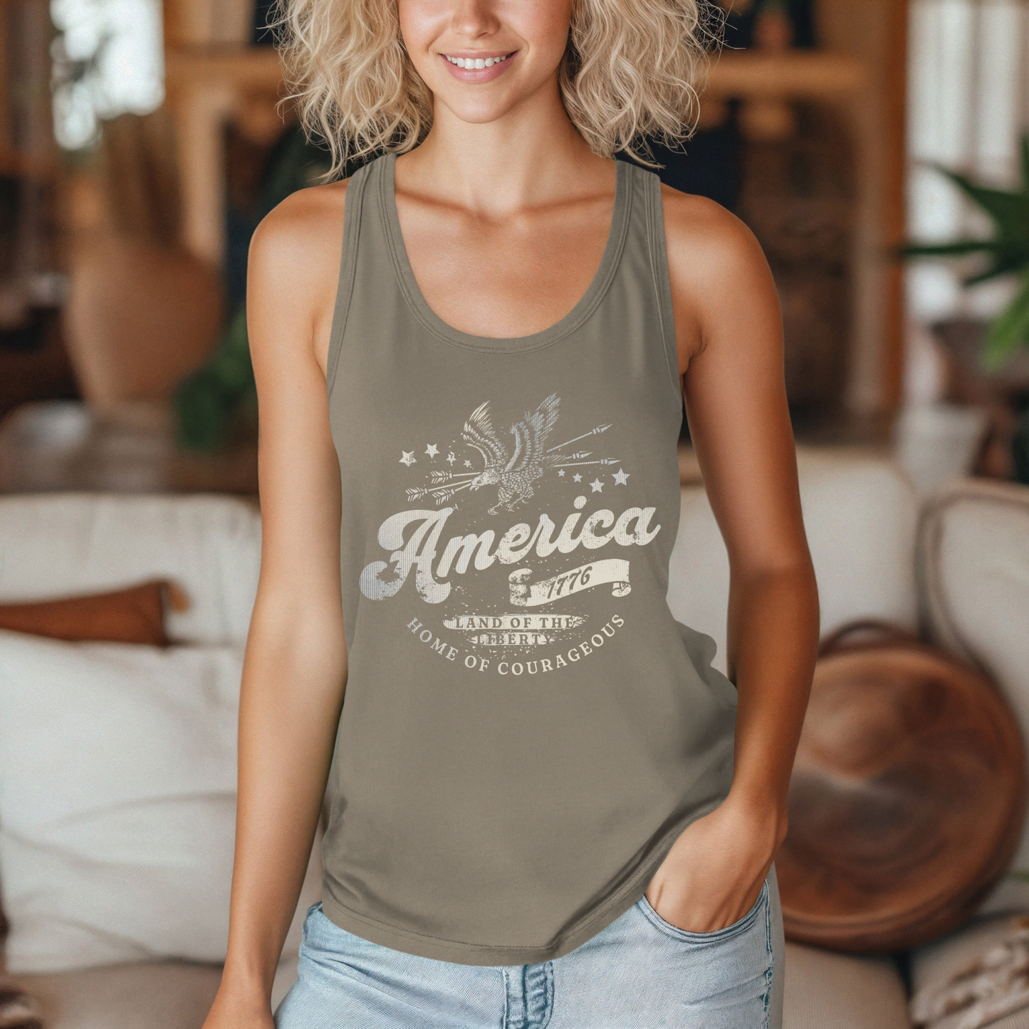 Patriotic America 1776 Women's Racerback Tank Top
