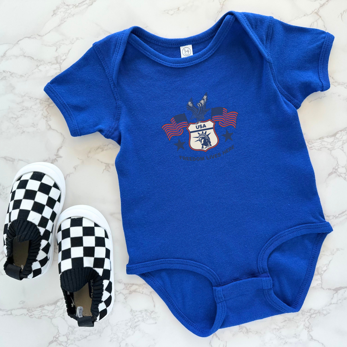"Freedom lives here" themed Baby Bodysuit