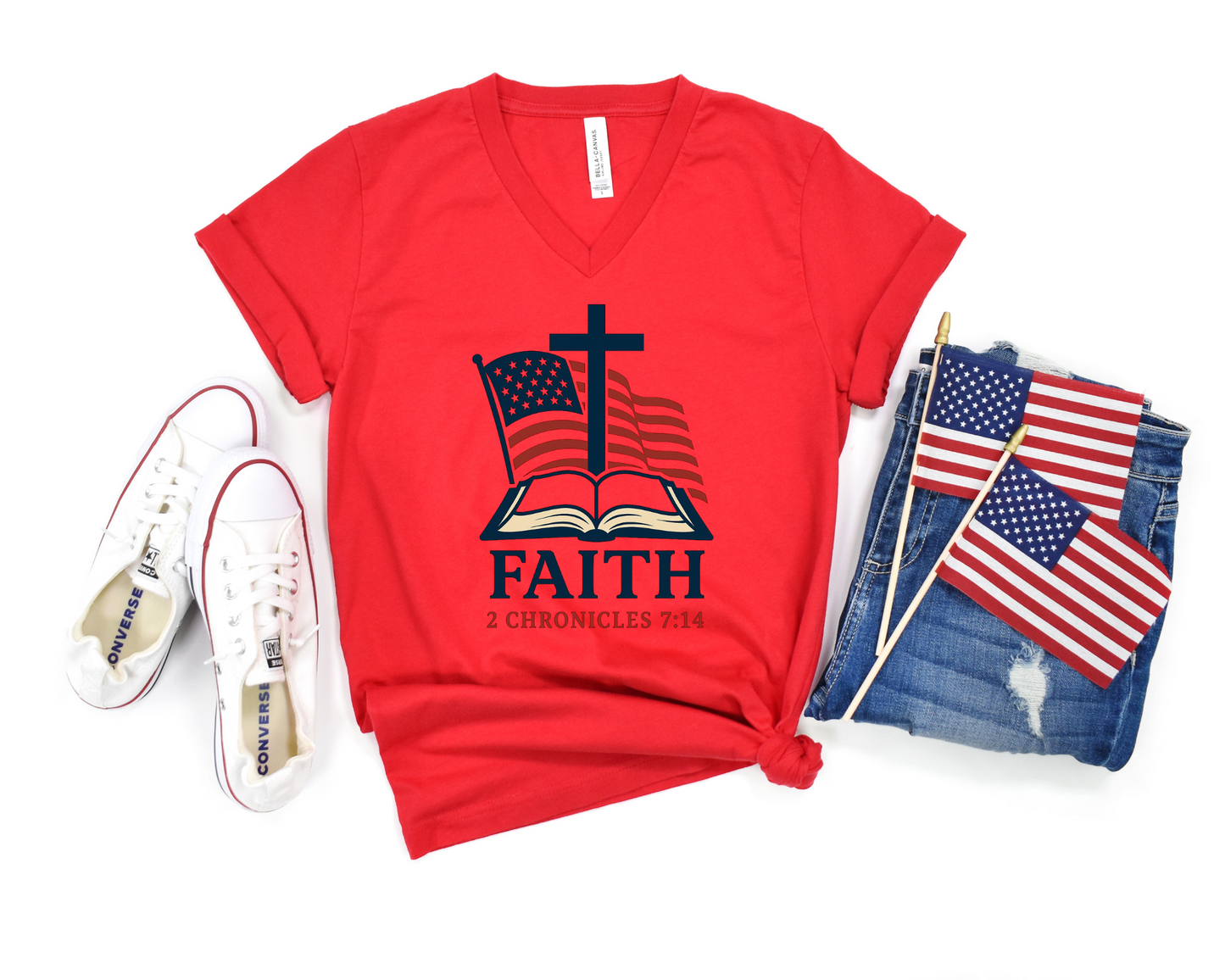Faith 2 Chronicles 7:14 V-Neck Unisex Tee