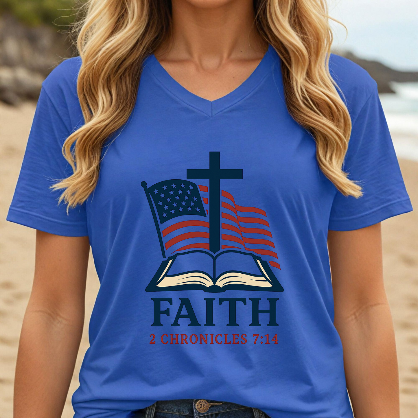 Faith 2 Chronicles 7:14 V-Neck Unisex Tee