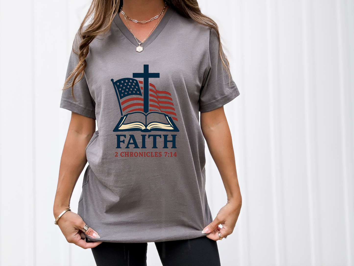 Faith 2 Chronicles 7:14 V-Neck Unisex Tee