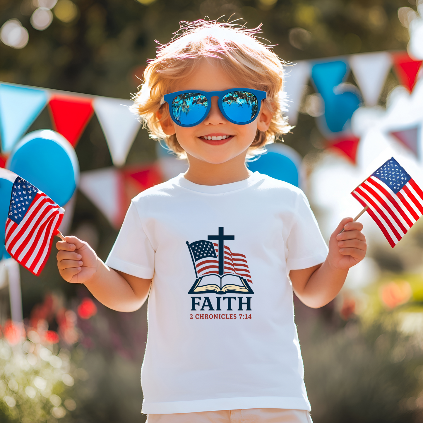 Faith & Freedom 2 Chronicles 7:14 Inspired Christian Kids Shirt