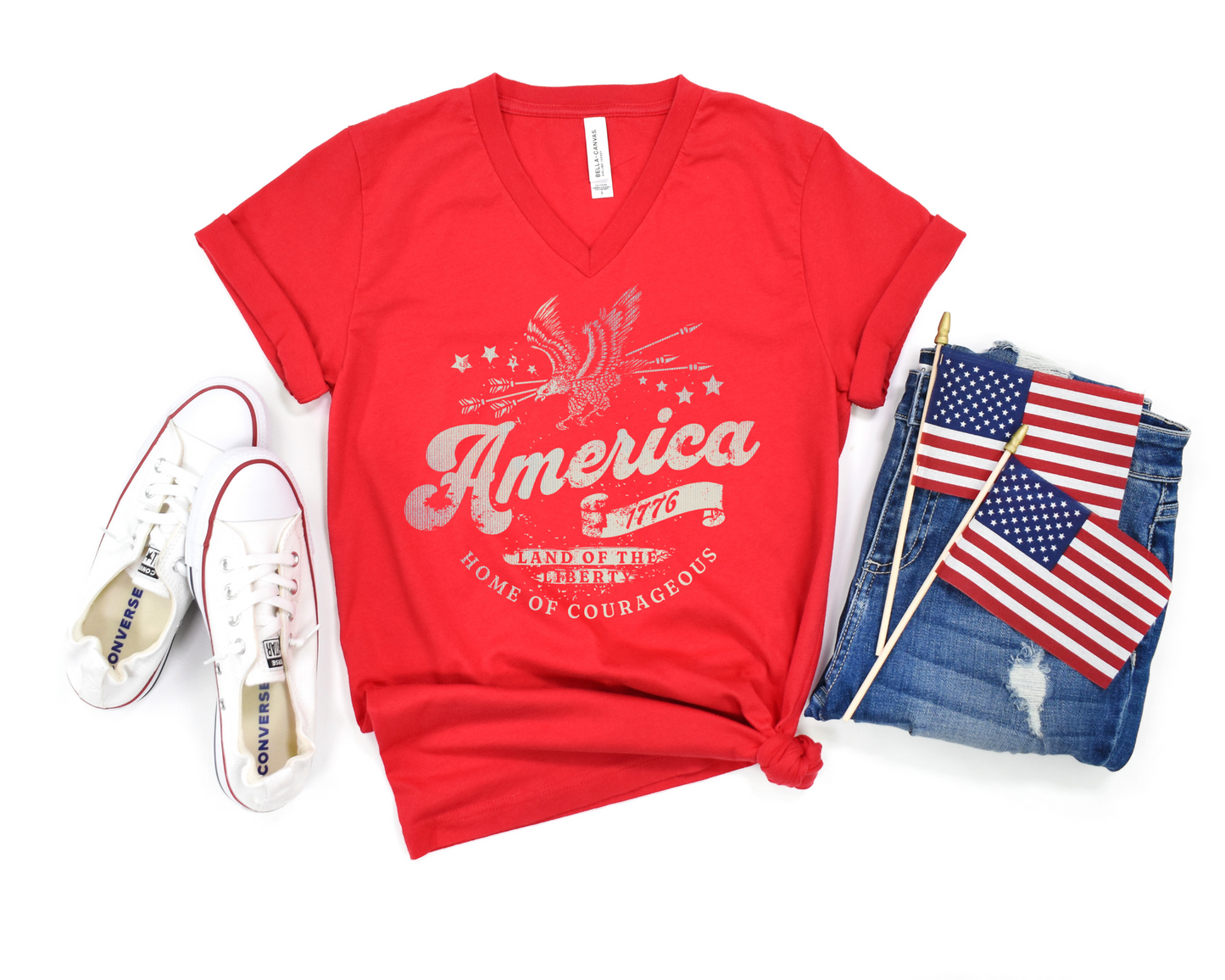 America 1776 V-Neck Unisex Tee Shirt