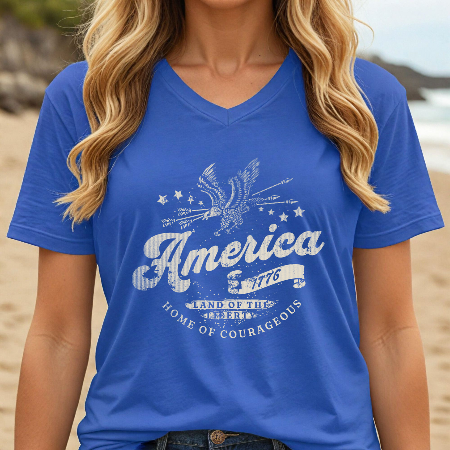 America 1776 V-Neck Unisex Tee Shirt