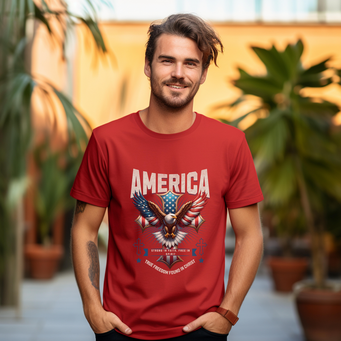 America Strong in Faith, Free in Spirit Unisex T-shirt