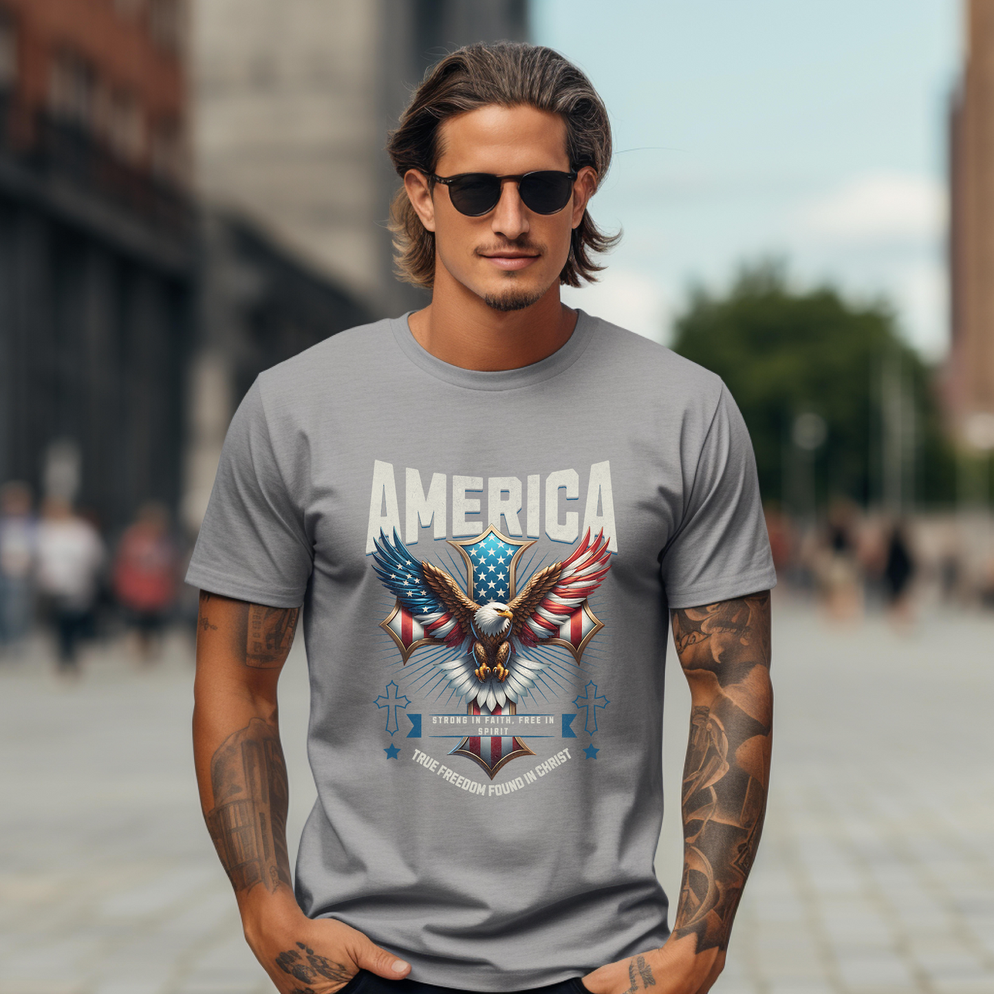 America Strong in Faith, Free in Spirit Unisex T-shirt