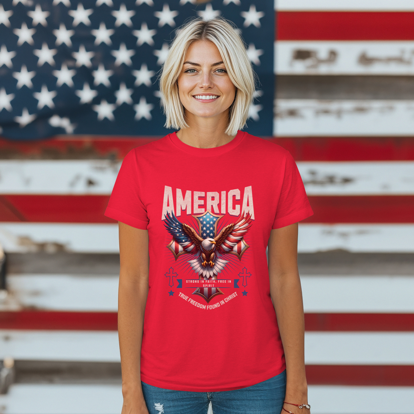 America Strong in Faith, Free in Spirit Unisex T-shirt