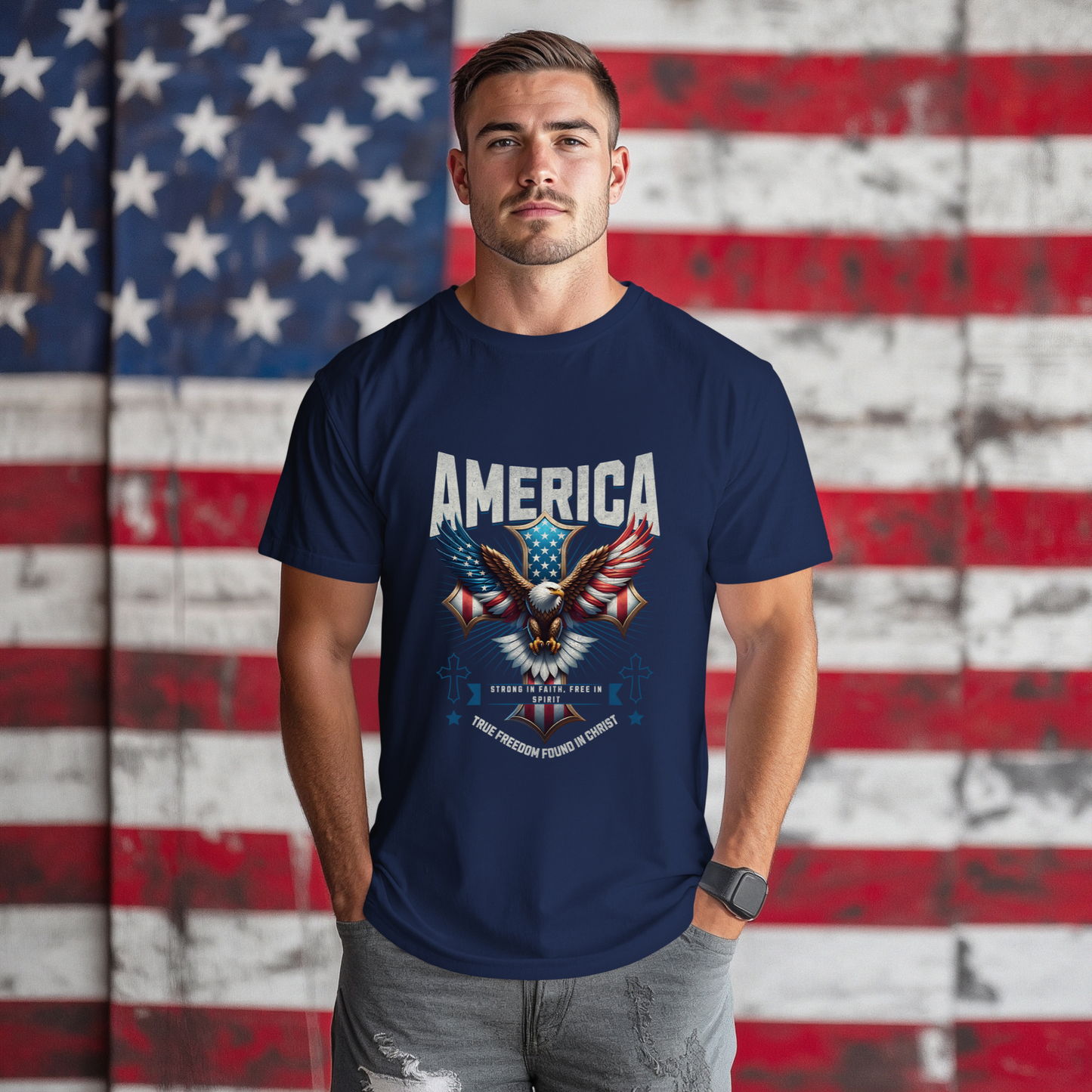 America Strong in Faith, Free in Spirit Unisex T-shirt