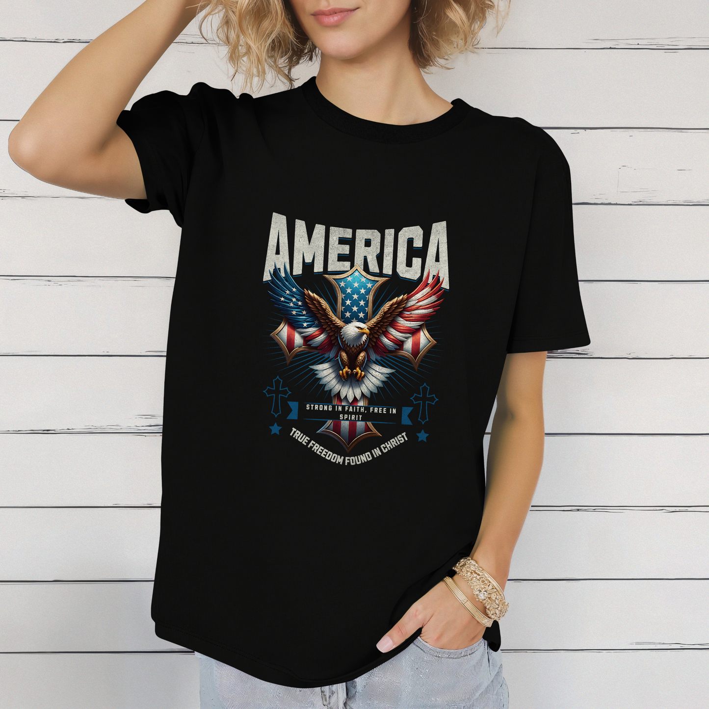 America Strong in Faith, Free in Spirit Unisex T-shirt