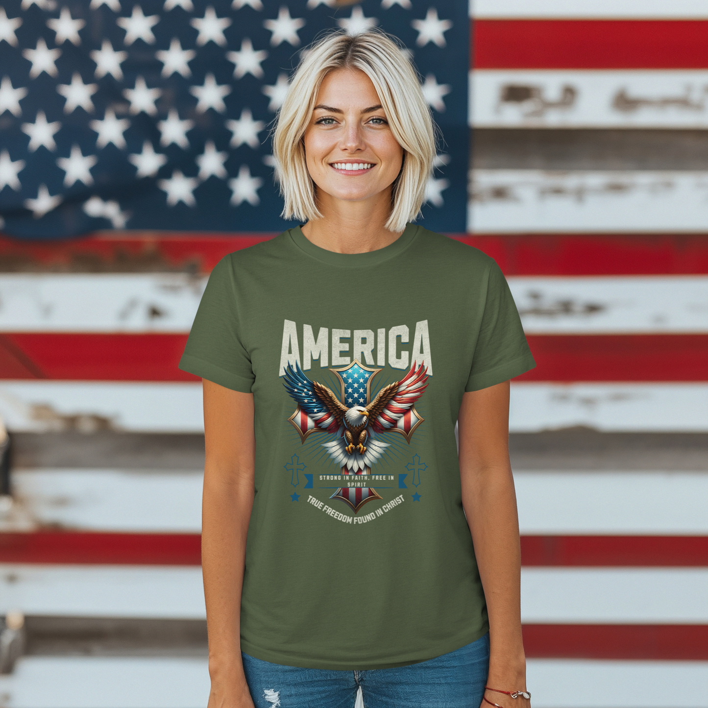 America Strong in Faith, Free in Spirit Unisex T-shirt
