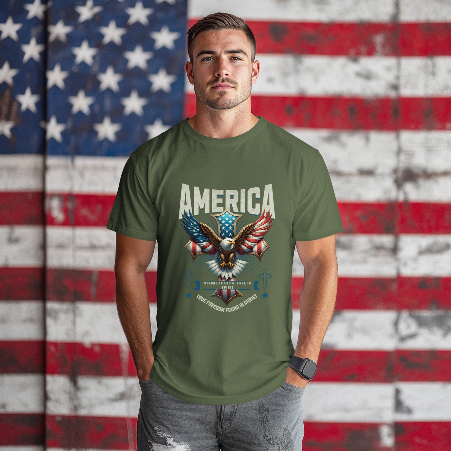 America Strong in Faith, Free in Spirit Unisex T-shirt
