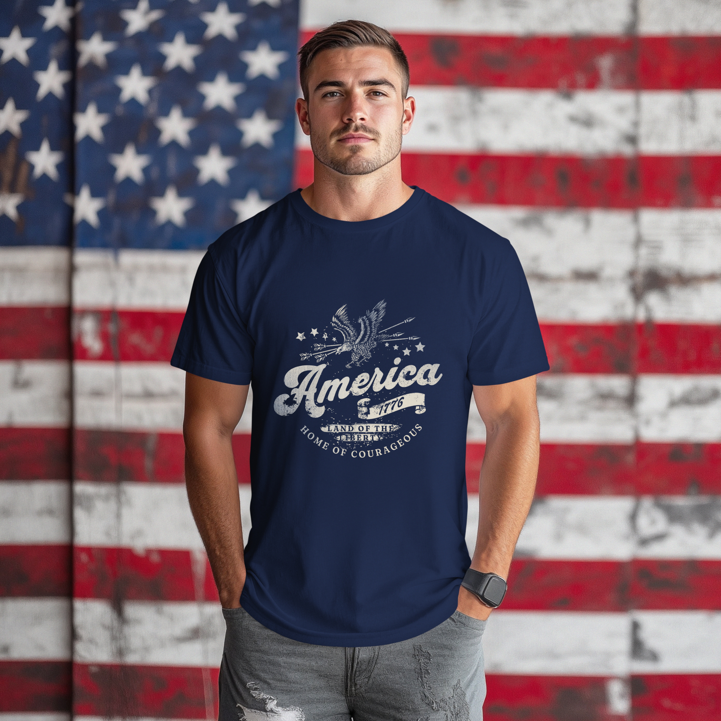 America Eagle 1776 Home of Courageous Unisex T-Shirt
