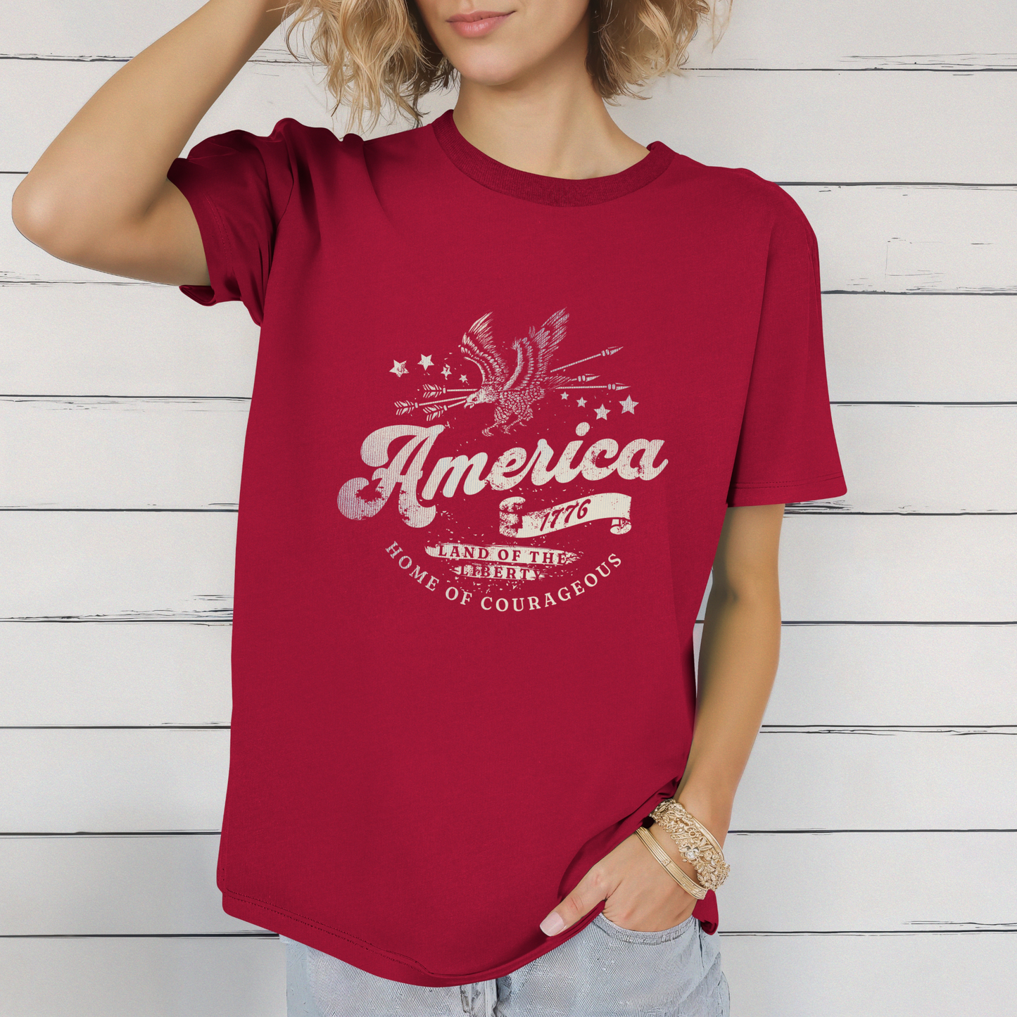 America Eagle 1776 Home of Courageous Unisex T-Shirt