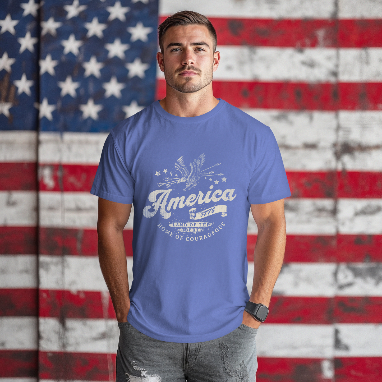 America Eagle 1776 Home of Courageous Unisex T-Shirt