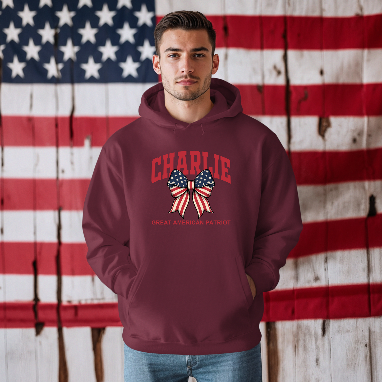 Charlie Kirk Great American Patriot Themed Unisex Hoodie