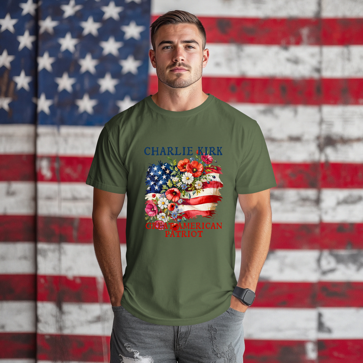 Patriotic Graphic T-Shirt, Charlie Kirk American Pride Unisex Tee