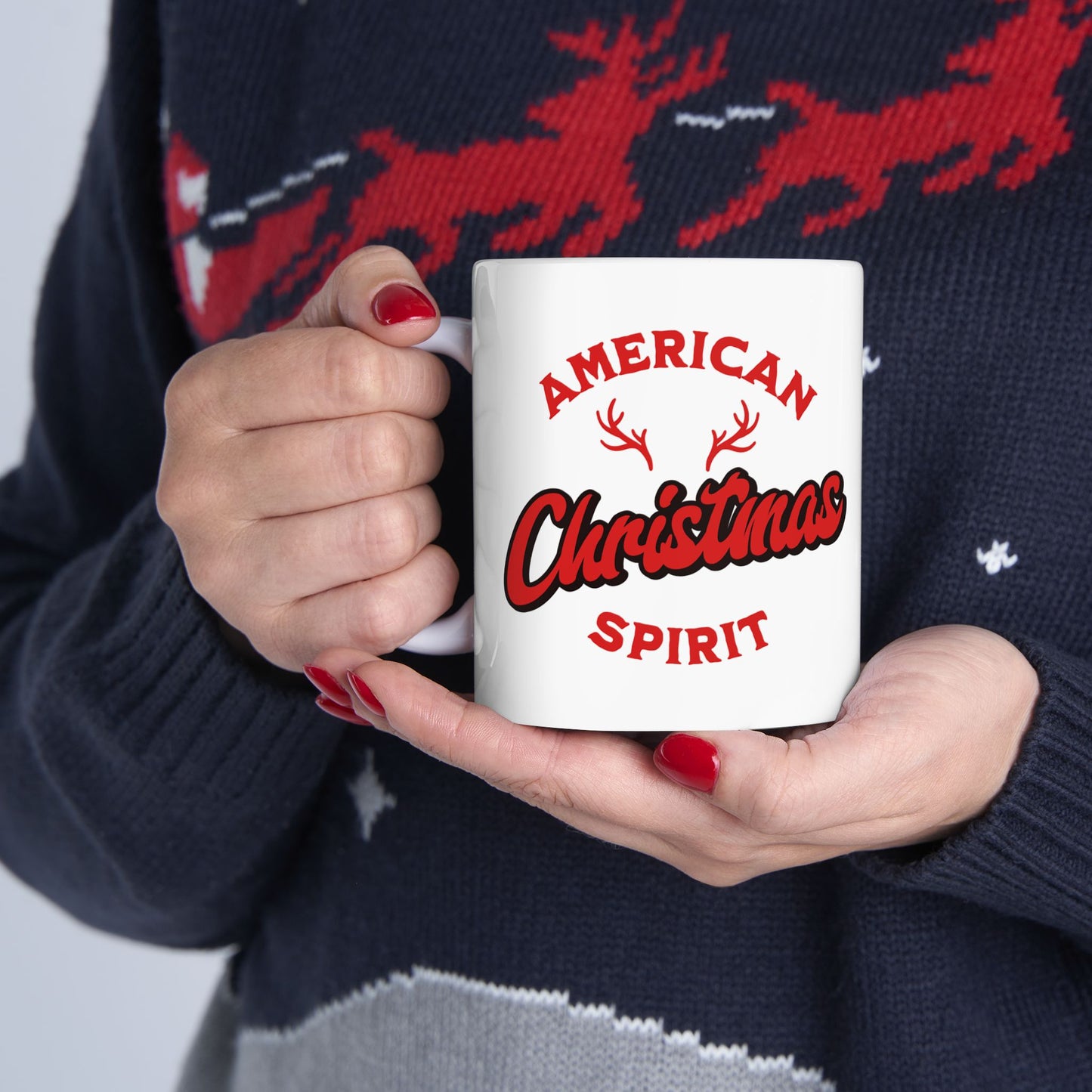 Christmas Spirit Ceramic Mug  Holiday Coffee Cup