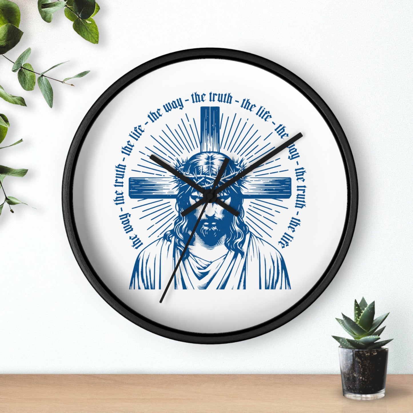 Christian Wall Clock – Jesus Christ with Cross & Scripture Design