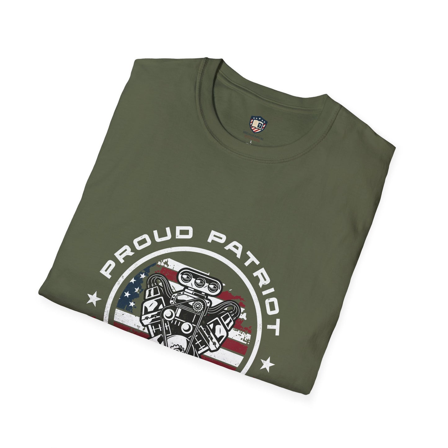 Proud Patriot T-Shirt | Drive for Freedom American Flag Engine Graphic Tee, USA Car Enthusiast Shirt, Patriotic Gift for Men and Women