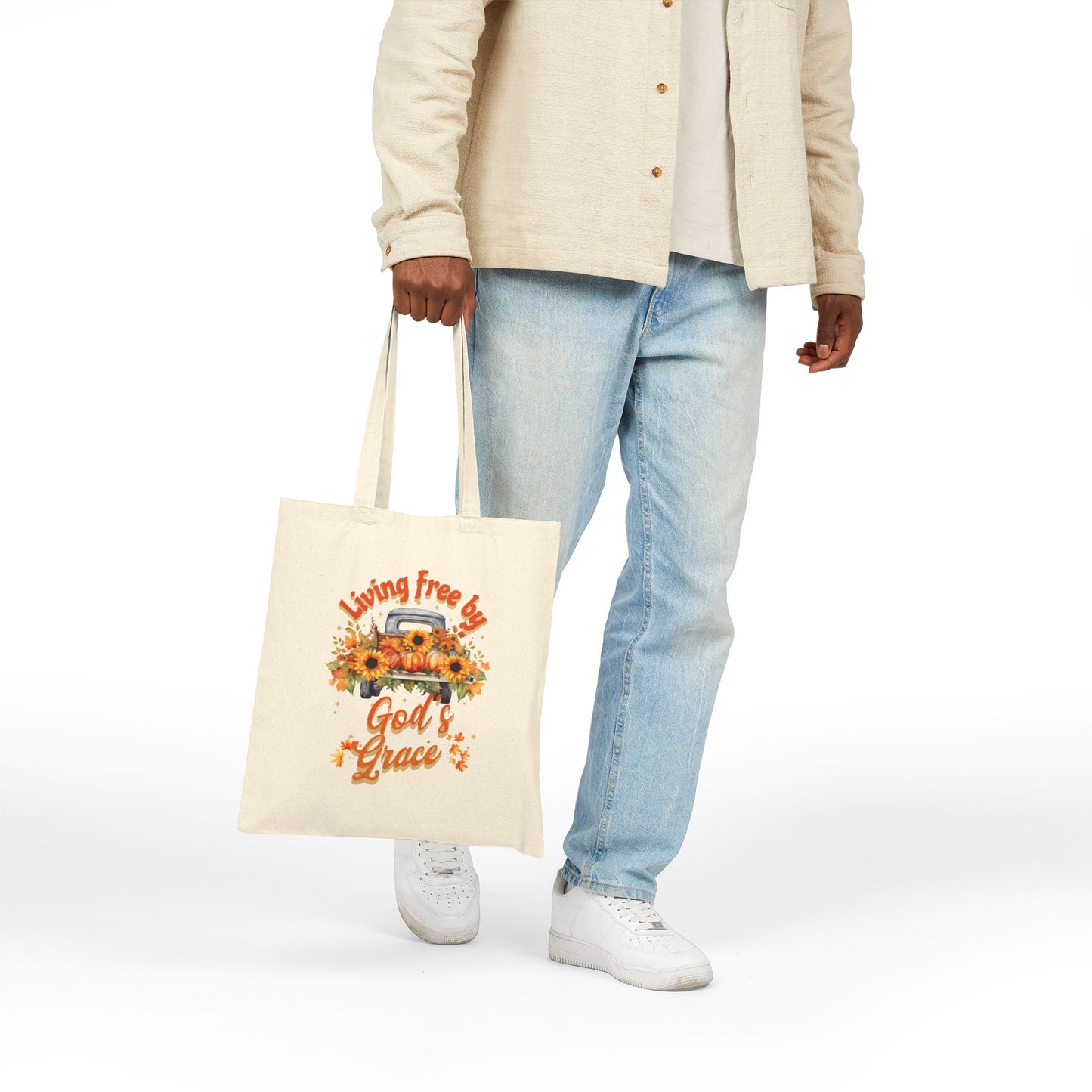 Autumn Themed God's Grace Floral Tote Bag