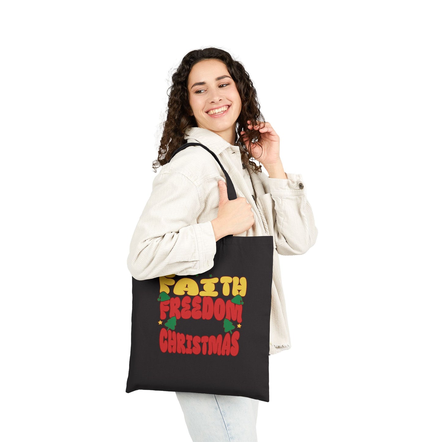Faith Freedom Christmas Themed Tote Bag